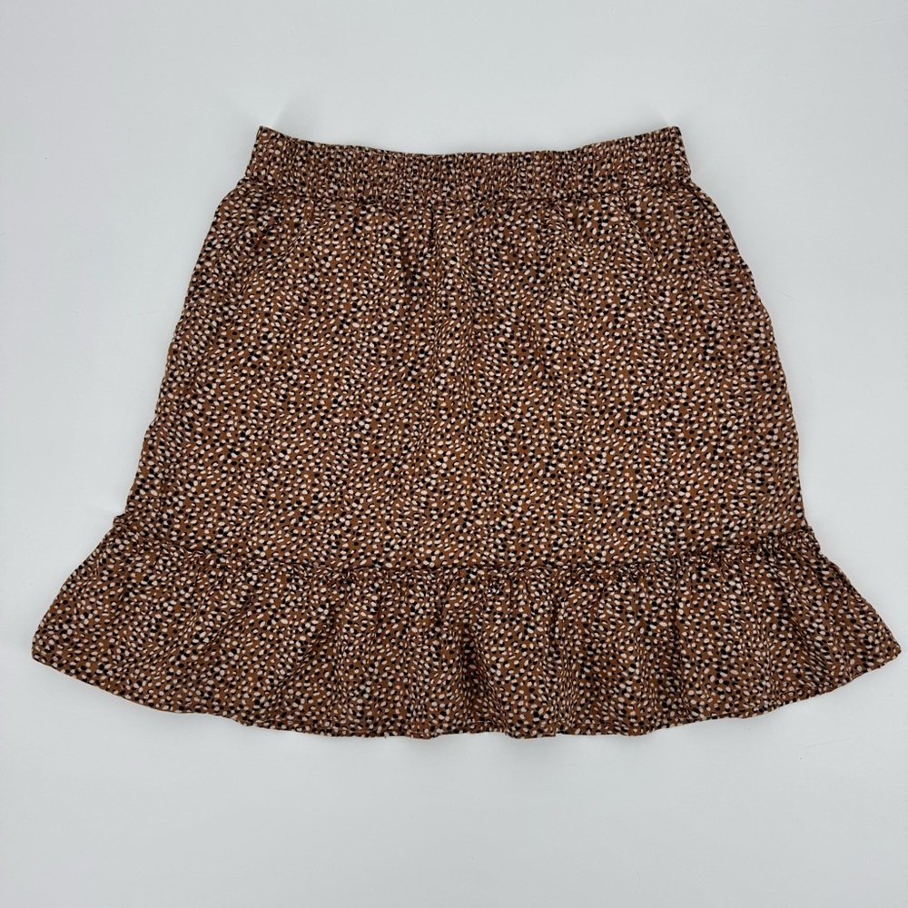 Tahari 100% linen dot ruffle skirt with pockets